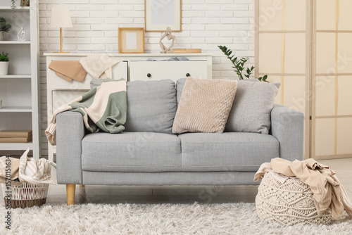 Interior of messy living ro...