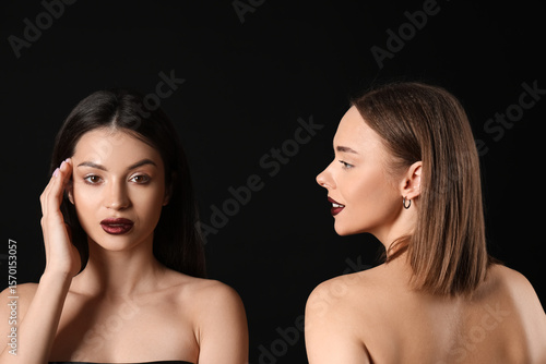 Two young women with dark h...
