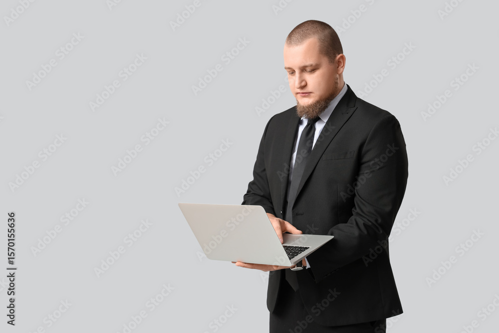 Office worker with laptop on white background Office worker with laptop on white background