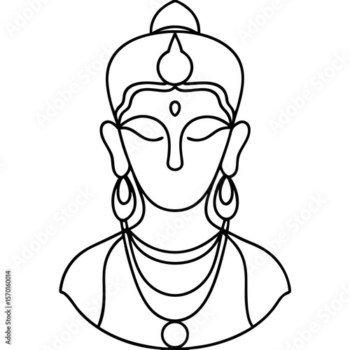 Wallpaper Mural Outlined depiction of Krishna representing devotion, spirituality, and Hindu culture. Krishna, deity and representation of divine love, showcased through minimalist line work, Torontodigital.ca