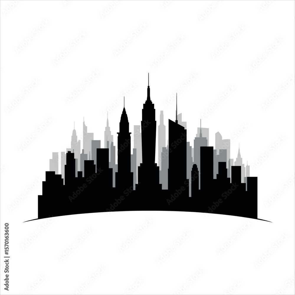 Obraz premium Cityscape silhouette of tall buildings skyscrapers