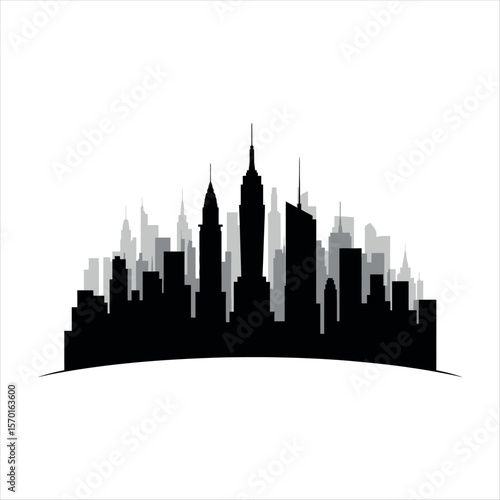 Cityscape silhouette of tall buildings skyscrapers
