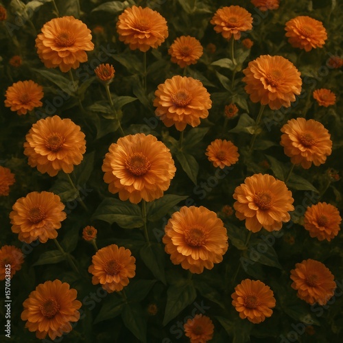 Wallpaper Mural Vibrant orange flowers in lush green garden under soft light Torontodigital.ca