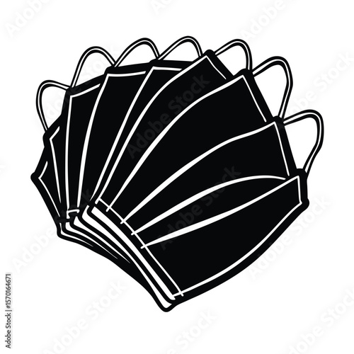 Surgical mask pack fanned out in pastel rainbow hues Vector illustration