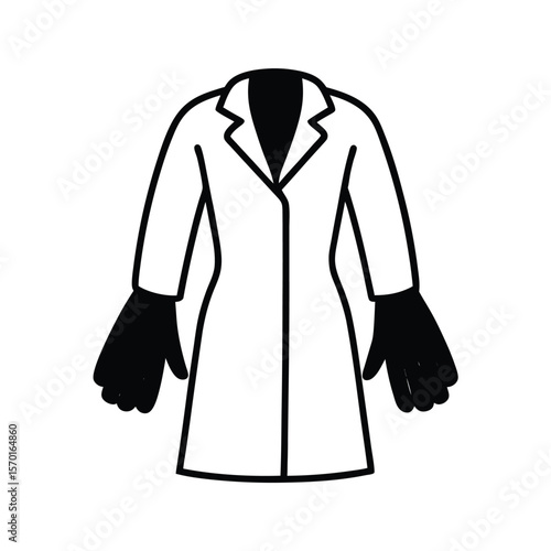 White surgical gown folded neatly with lavender gloves Vector illustration