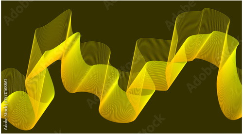 Abstract Wave Background Design Yellow Gradient Color Stylized Lines Art Vector Illustration