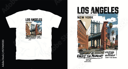 New york typography vector graphic t-shrt design print, t-shirt design for new york, Los ageles