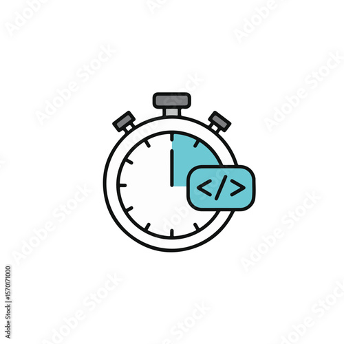 Concept of coding time and efficiency presented by stopwatch.