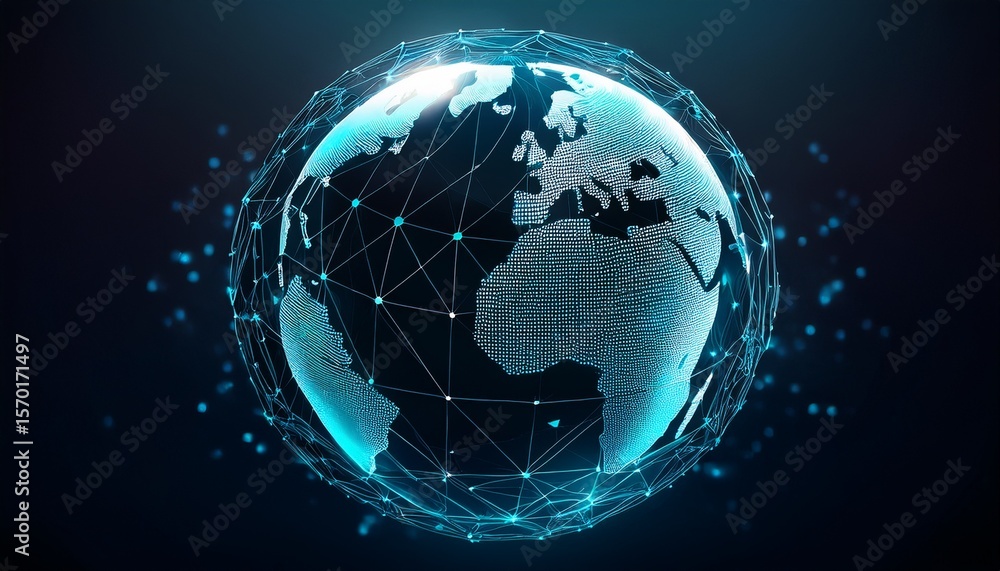 Fototapeta premium futuristic digital earth globe in polygonal style on dark background