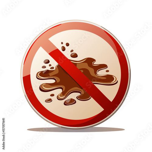 No spills icon symbol warning avoiding messy liquid accidents prevention caution sign circular graphic representation