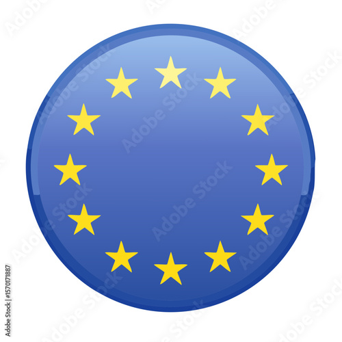 European Union flag button blue field gold stars political symbol government icon