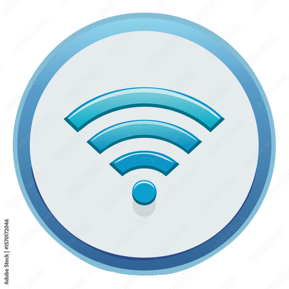 Illustration of Wi-Fi symbol in a round button, for network, internet connection, communication, wireless technology. Vector. Illustration of Wi-Fi symbol in a round button, for network, internet connection, communication, wireless technology. Vector.