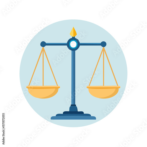 Scales of Justice Symbol Isolated on Circle Shape Background Law and Legal Matters Icon