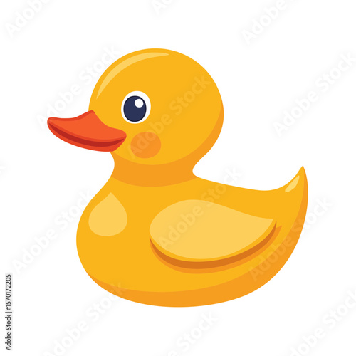 Yellow rubber duck illustration cute bath toy kids play item cartoon style