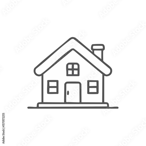 Simple House Icon Outline Drawing Home Illustration Real Estate Concept Minimalist Design