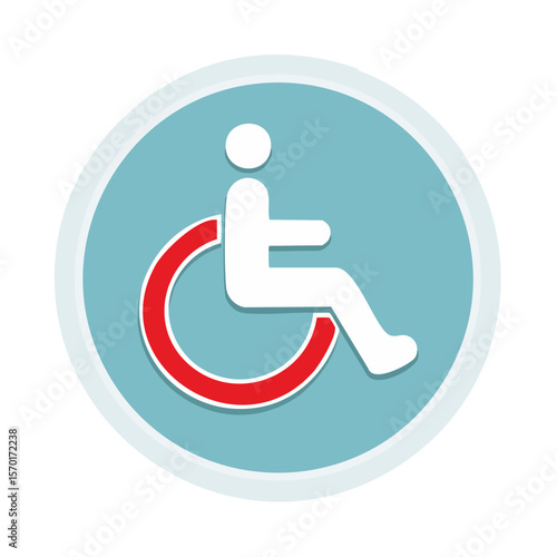 Handicap Wheelchair Symbol Sign Icon in a Light Blue Circle Design