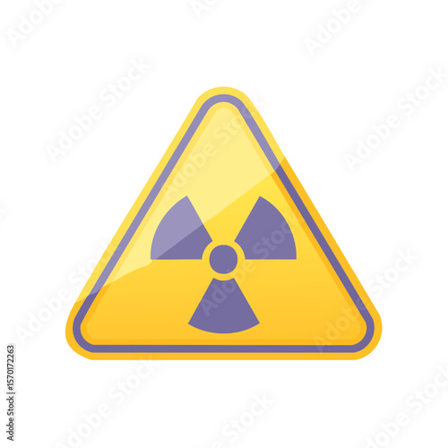Radiation hazard sign illustration on black backdrop, simple icon design