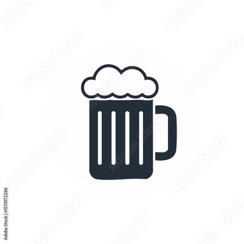 Frothy Beer in Pint Glass Icon Celebration Beverages and Festive Gatherings