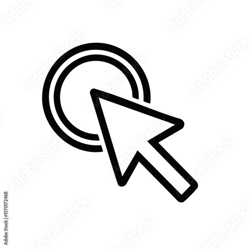 Cursor hovering over a button outline icon pointing clicking selecting in black background for user interface or web design projects