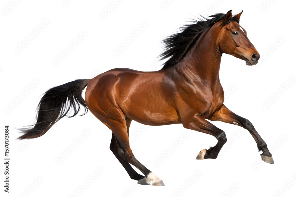 Obraz premium Majestic Brown Horse in Motion A Stunning Equestrian Image