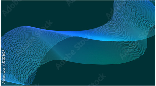 Abstract Wave Background Blue Cyan Color Stylized Lines Art Vector Illustration