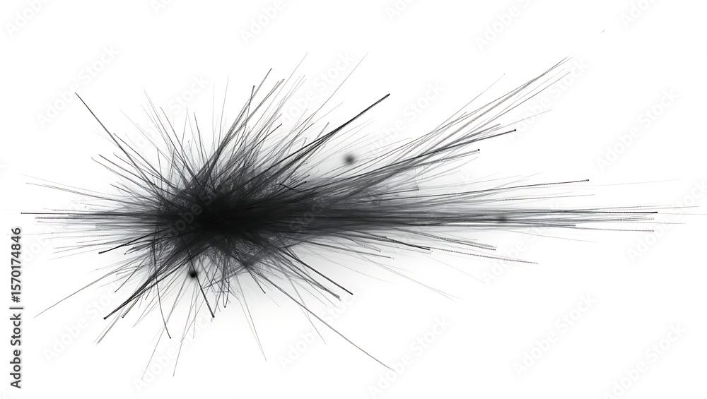 Fototapeta premium Abstract Black and White Exploding Starburst; High-Resolution Digital Art; Dramatic, Energetic Mood.
