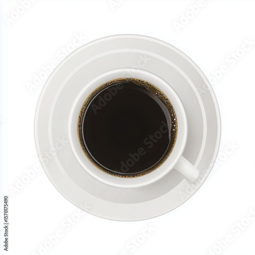 Vector coffee cup icon - top view, flat style, white background, no text and shadows