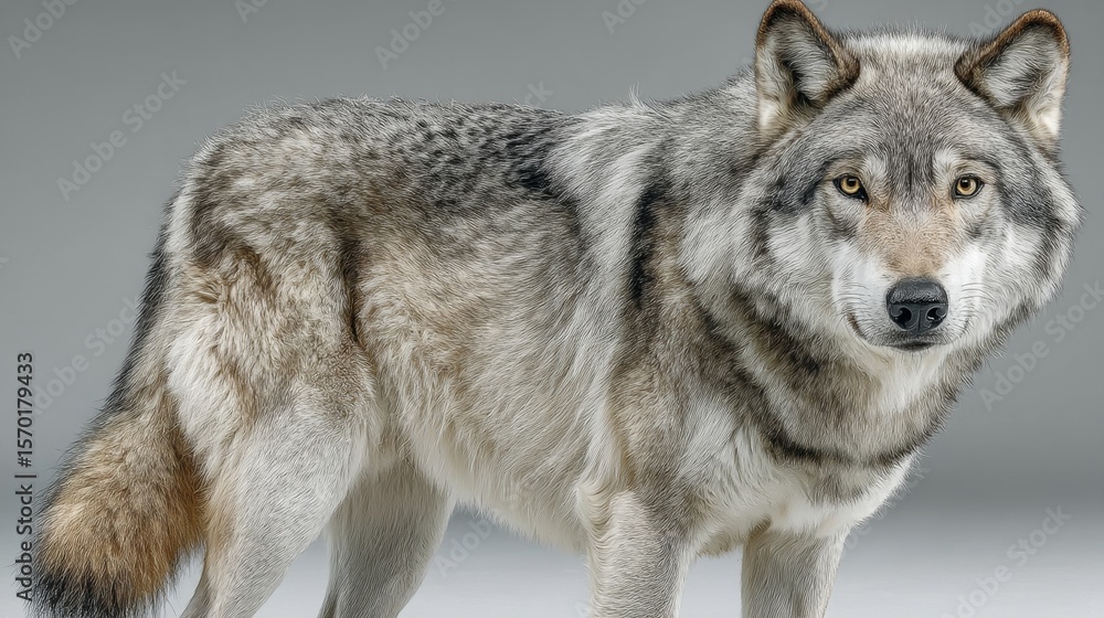Naklejka premium Gran lobo, ártico, gris, majestuoso y gigante.