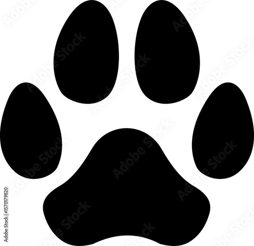 Monochrome vector graphic of a dog's paw print