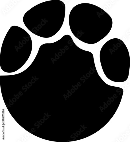 Monochrome vector graphic of an elephant's foot print