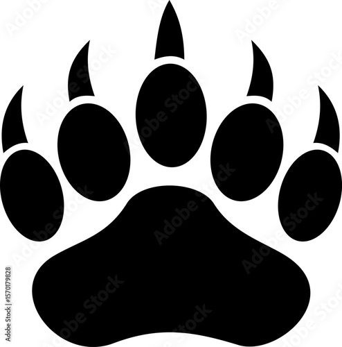 Monochrome vector graphic of a bear's paw print