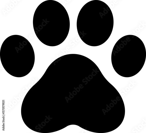 Monochrome vector graphic of a cat's paw print