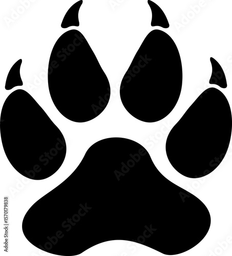 Monochrome vector graphic of a lion's paw print