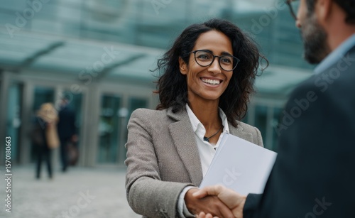 Mujer de negocios o empresaria, gozando de la felicidad y el éxito.