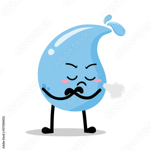 Cute Hand Drawn Annoyed Grumpy Water Drop