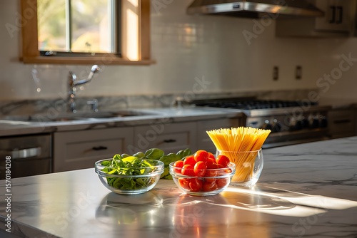Ingredients on a kitchen countertop