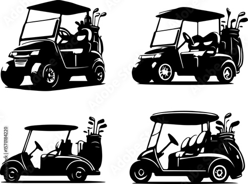 vector sketch silhouette illustration of golf cart vehicle to drive on the course