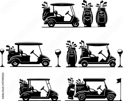 vector sketch silhouette illustration of golf cart vehicle to drive on the course