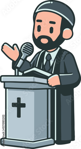 Vector illustration sketch design of religious leader giving a sermon about goodness