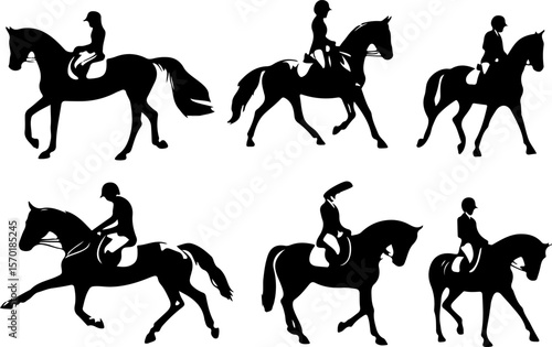 vector illustration sketch silhouette design of horse jockey for horse racing diving competition