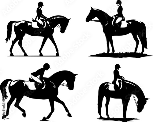 vector illustration sketch silhouette design of horse jockey for horse racing diving competition