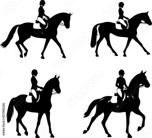vector illustration sketch silhouette design of horse jockey for horse racing diving competition 
