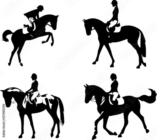 vector illustration sketch silhouette design of horse jockey for horse racing diving competition 