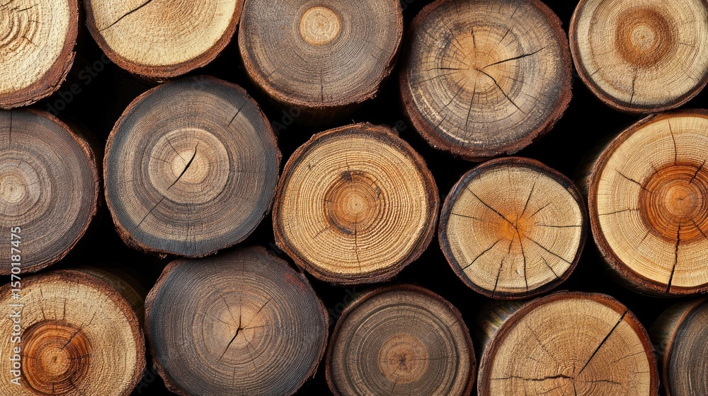 Close-up view of stacked firewood logs, showcasing wood grain and circular cross-sections. Natural, rustic wood texture Close-up view of stacked firewood logs, showcasing wood grain and circular cross-sections. Natural, rustic wood texture