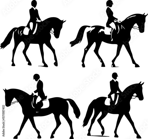 silhouette vector sketch illustration design jockey horse rider competition race horse racing 