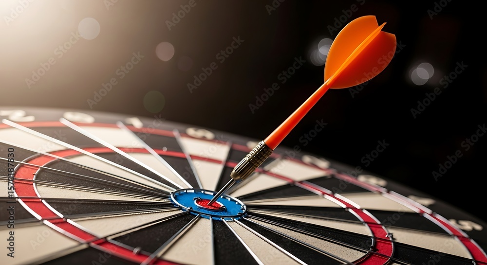 Fototapeta premium Dart Hitting Center of Dartboard for Accuracy and Success