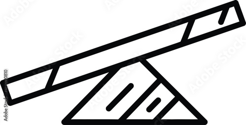 Seesaw Illustration: A simple line drawing of a seesaw, evoking playful balance and childhood fun, perfect for conveying ideas of equilibrium and teamwork.
