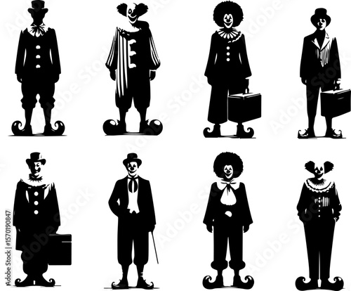 Wallpaper Mural silhouette sketch vector illustration collection of clown entertainer images with long shoes Torontodigital.ca