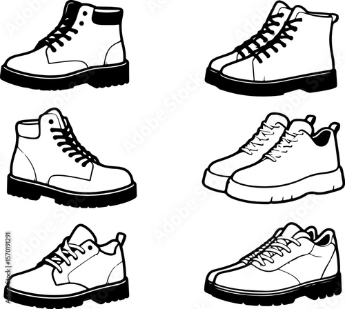 silhouette sketch vector illustration collection of shoe images for men's fashion