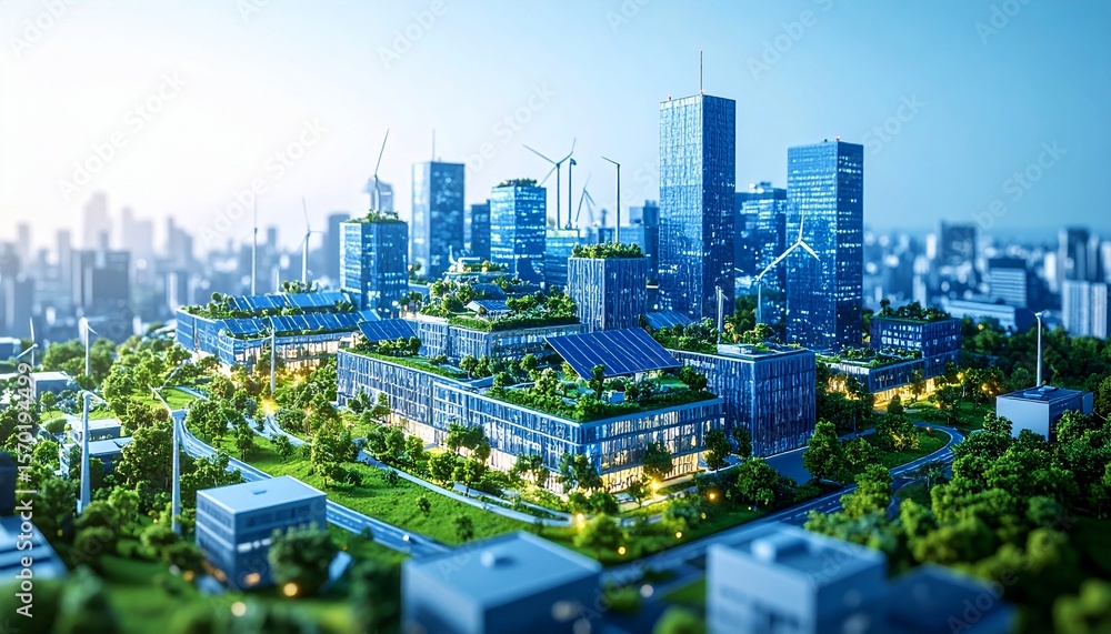 Fototapeta premium Eco-Friendly Metropolis: A Sustainable Cityscape of the Future
